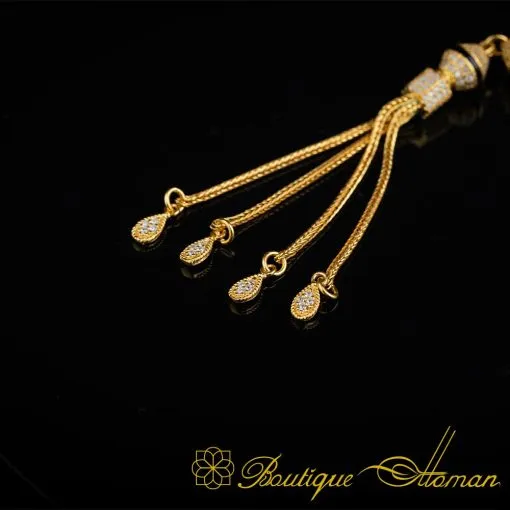 Unique Black Mina Micro Zircon Detailed Golden Tasbih No:2 - Image 5