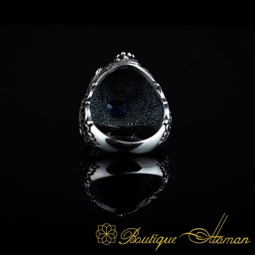 Roaring Lion Head Figure Blue Zircon Pieces Ring - Image 5