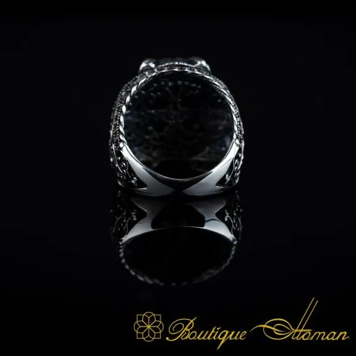 Lion Head Orange Zircon Pieces Exclusive Silver Ring - Image 5