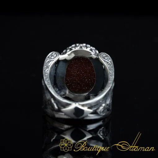 Kanuni Collection Brown Star Stone Silver Men Ring - Image 5