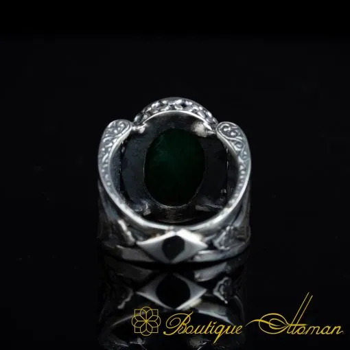 Kanuni Collection Emerald Silver Men Ring - Image 5