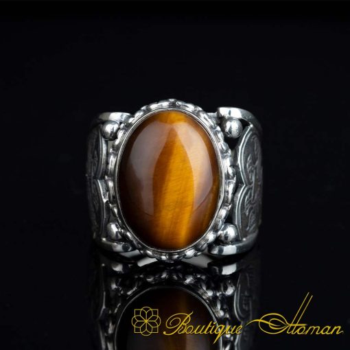 Kanuni Collection Tiger's Eye Silver Men Ring - Image 3