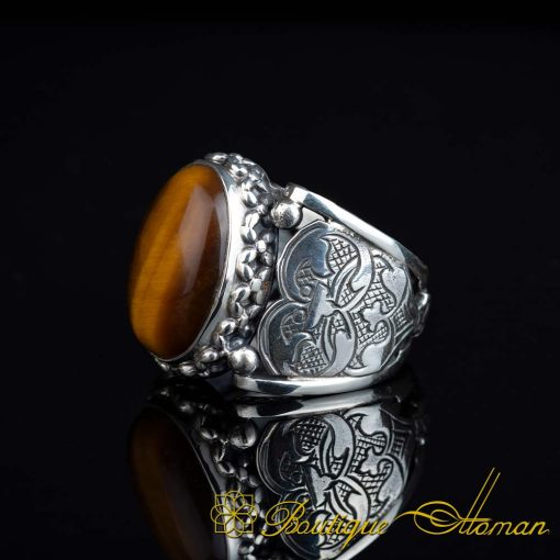Kanuni Collection Tiger's Eye Silver Men Ring - Image 4