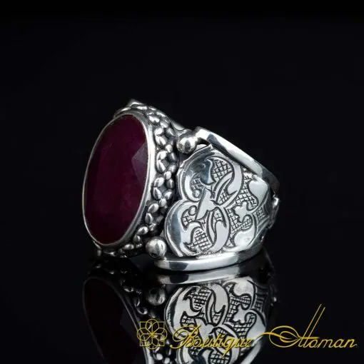 Kanuni Collection Ruby Silver Men Ring - Image 4