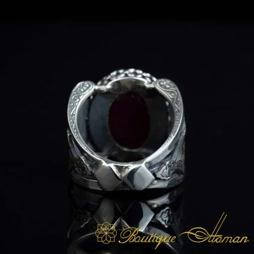 Kanuni Collection Ruby Silver Men Ring - Image 5