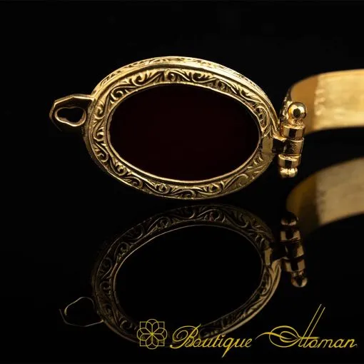 Red Yemeni Aqeeq Bracelet (Gold Plated) - Image 5