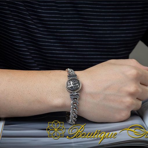 Ya Ali Crossed Swords Silver Rotating Chain Bracelet For Men - Image 6