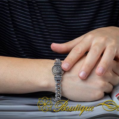 Seal of Solomon Silver Rotating Chain Bracelet For Men - Image 7