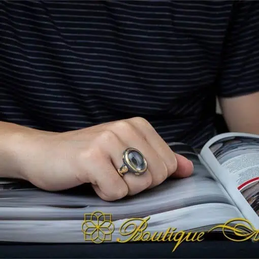 Dur Al Najaf Gold Plated Oxidized Silver Ring - Image 5