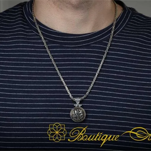 Crossed Swords (Ya Ali) Rotating Pendant with King Chain Necklace - Image 6