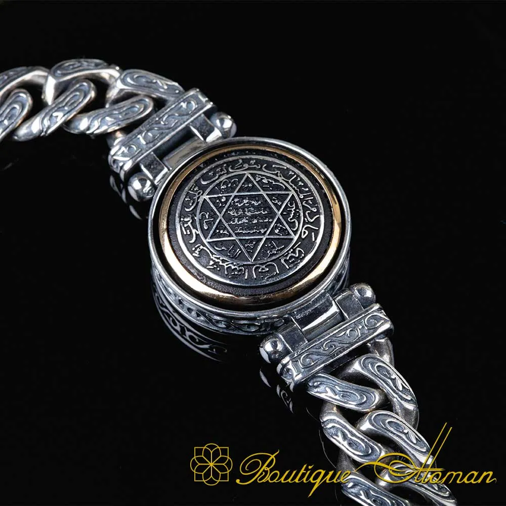 Seal of Solomon Silver Rotating Chain Bracelet For Men - Image 2