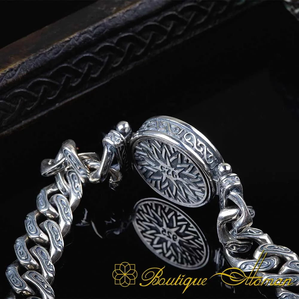 Seal of Solomon Silver Rotating Chain Bracelet For Men - Image 3