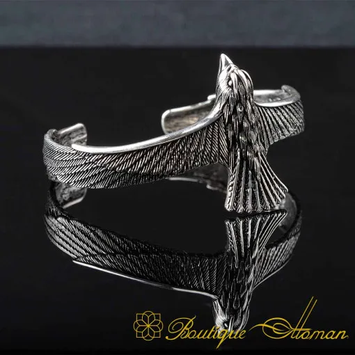 Flying Eagle Silver Cuff Bracelet - Image 3