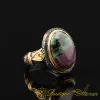 Ruby Zoisite Gold Plated Oxidized Silver Ring
