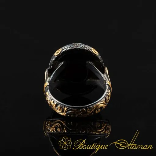 Ruby Zoisite Gold Plated Oxidized Silver Ring - Image 4