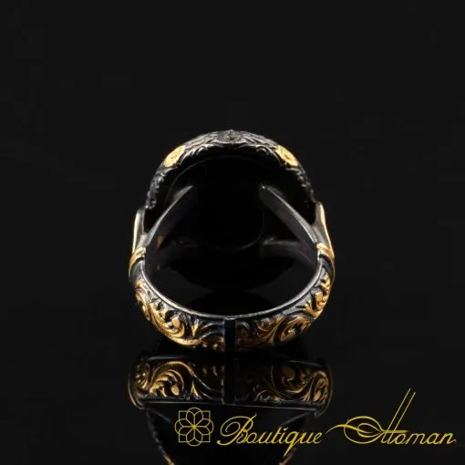 Sapphire Gold Plated Oxidized Silver Ring - Image 4
