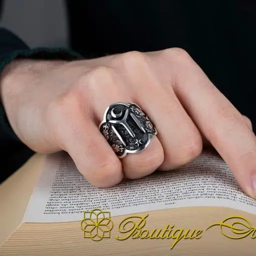 Adjustable Silver Thumb Ring With Kayi Tribe - Image 5