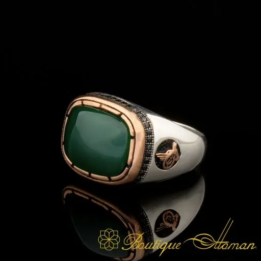 Ala Collection Green Aqeeq Men Ring - Image 3