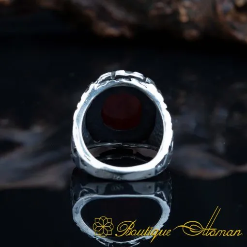 Allahu La ilaha illa Huwal Hayyul Qayyum Red Yemeni Aqeeq Ring - Image 5