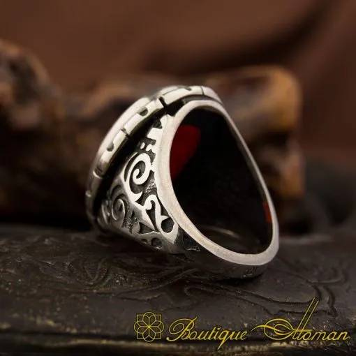 Allahumma Salli `Alaa Sayyidinaa Muhammadini Salawat Red Yemeni Aqeeq Ring - Image 4