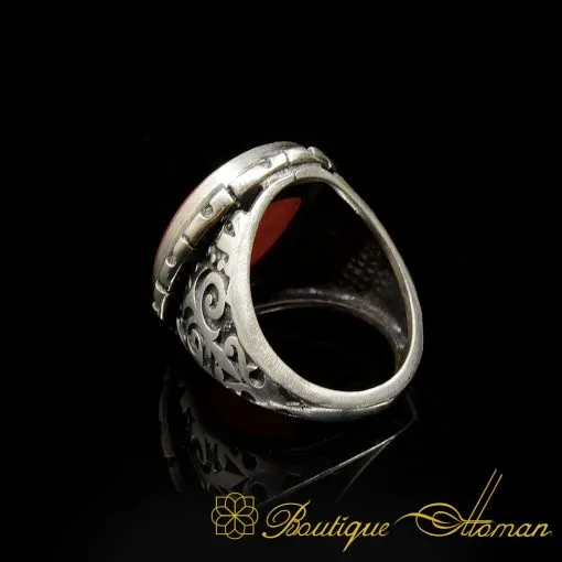 Allahumma Salli `Alaa Sayyidinaa Muhammadini Salawat Red Yemeni Aqeeq Ring - Image 9