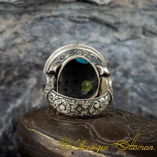 Asymmetric Mixed Gemstone Pieces Handmade Ring - Image 4