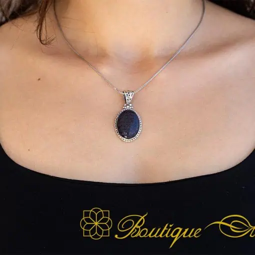 Ayat Al Qursi Dark Blue Star Stone Pendant - Image 5