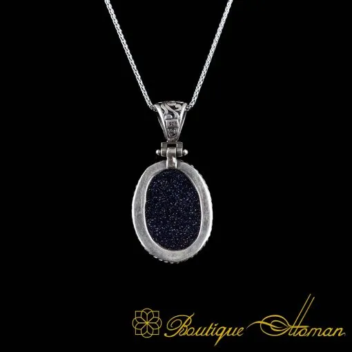 Ayat Al Qursi Dark Blue Star Stone Pendant - Image 3