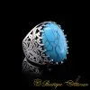 Big Size Ferooza Oval Turquoise Silver Classic Ring