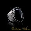 Big Size Black Aqeeq Onyx Oval Aqeeq Silver Classic Ring