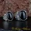 Black Aqeeq D Shape Handcraft Women & Men Couple Rings Set