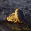 Black Aqeeq Flat Handcraft Women Ring (Gold Plated)