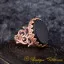 Black Aqeeq Flat Handcraft Women Ring (Rose Gold Plated)