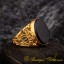 Black Aqeeq Filigree Women Ring (Gold Plated)