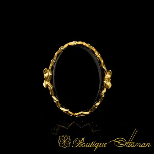 Black Aqeeq Hand Made Women Ring (Gold Plated) - Image 6