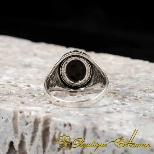 Black Aqeeq Onyx Pinky Finger Ring - Image 4