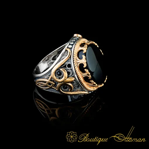 Royal Collection Black Aqeeq Ring No:5 - Image 4