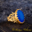 Blue Aqeeq D Shape Handcraft Women Ring (Gold Plated)