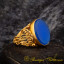 Blue Aqeeq Filigree Sides Women Ring (Gold Plated)