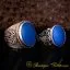 Blue Aqeeq Handmade Women & Men Couple Rings Set