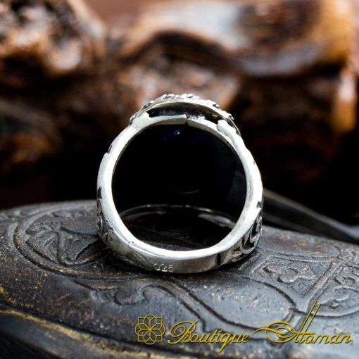 Blue Sapphire Silver Men Ring - Image 4