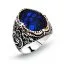 Blue Zircon Classic Silver Men Ring