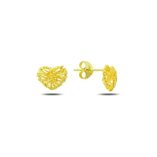 Braided Wire Nest Heart Stud Earrings