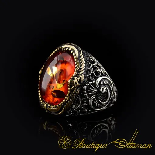 Amber Classic Silver Ring - Image 3