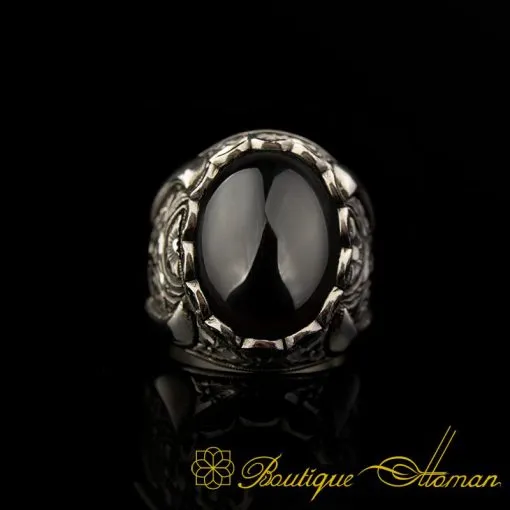 Onyx Classic Silver Handmade Men Ring - Image 2
