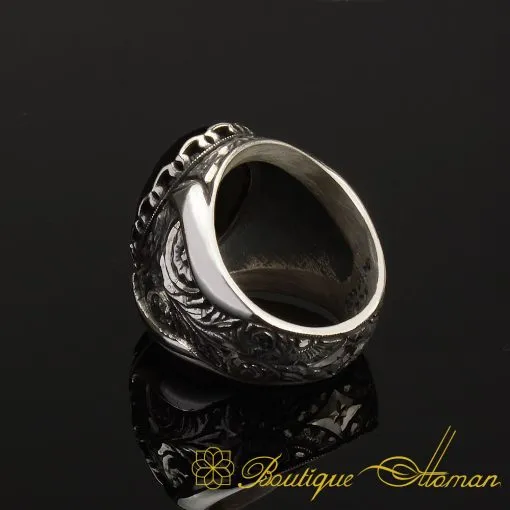 Onyx Classic Silver Handmade Men Ring - Image 4