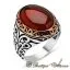 Oval Aqeeq Stone Silver Ring