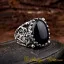 Craft Collection Black Aqeeq Handicraft Silver Ring