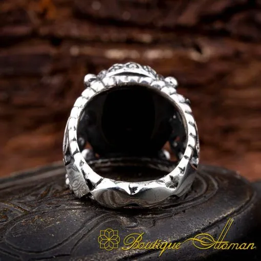 Craft Collection Black Aqeeq Handicraft Silver Ring - Image 4