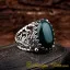 Craft Collection Green Aqeeq Handicraft Silver Ring
